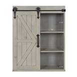 Decorative Wood Wall Storage Cabinet with Sliding Barn Door Rustic Gray - Kate & Laurel All Things Decor
