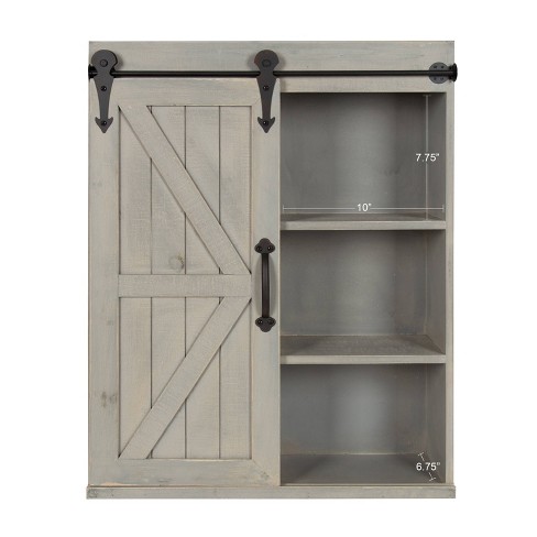 Decorative Wood Wall Storage Cabinet, Barn Door Sliding Cabinet