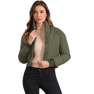 INSPIRE CHIC Women's Winter Outwear Baggy Padded Cropped Bomber Jacket - 1 of 4