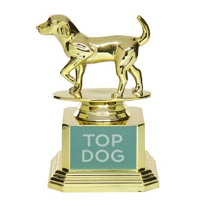 Original Spec Top Dog Trophy: Gold Dog Show Award, Indoor Decorative Object, Animal Figurine, Paper Riot Co. - 1 of 3