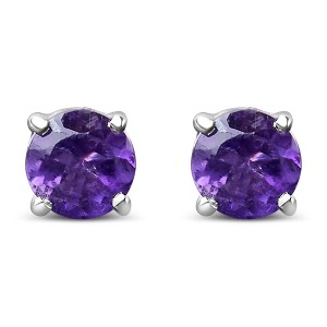 Haus of Brilliance Silver 3.5 MM Created Birthstone Solitaire Stud Earrings - 1 of 4