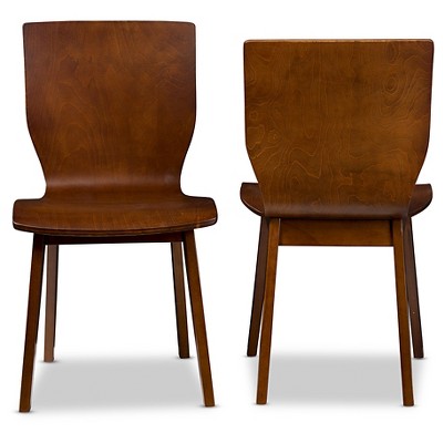 Elegant Mid-century Modern Bentwood Side Chair in Dark Walnut - Set of 2