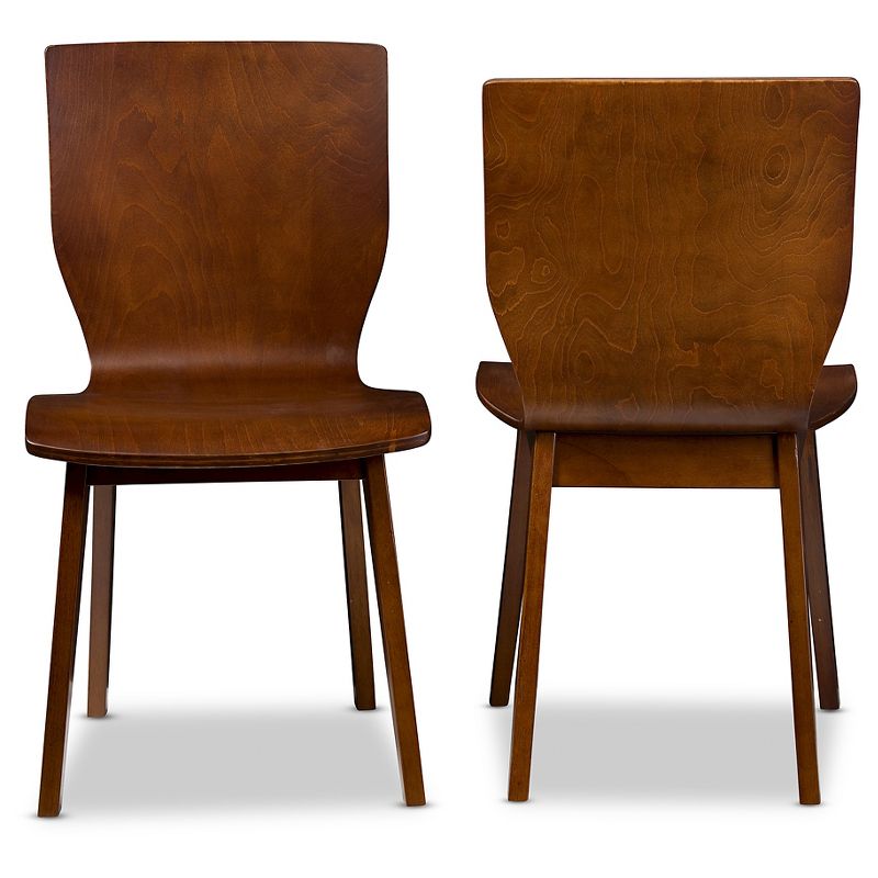 Set of 2 Elsa Mid-century Modern Scandinavian Style Dark Walnut Bent Wood Dining Chairs - Baxton Studio, 4 of 6
