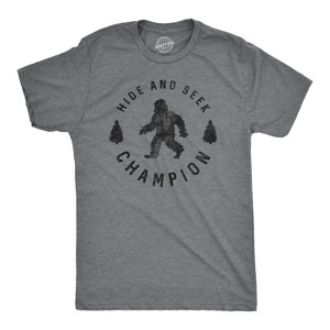 Mens Hide And Seek Champion T shirt Funny Bigfoot Tee Humor Cool Graphic Print - Crazy Dog Men's T Shirt - 1 of 4