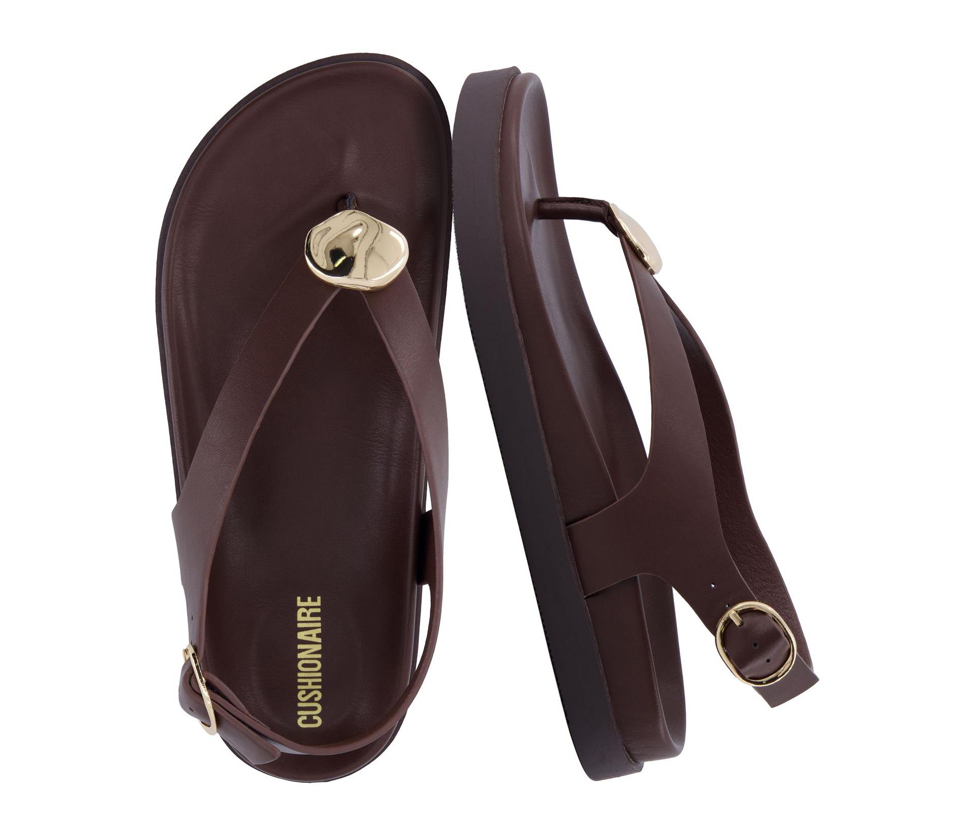 CUSHIONAIRE Expo Thong Sandals for Women, Comfortable Slingback Sandals with Arch Support and Cushioned Footbed