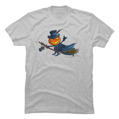 Men's Design By Humans Halloween flying pumpkin By officegeekshop T-Shirt