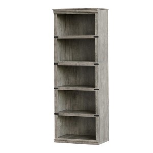 67" Tall Wooden 5-Tier Bookcase - Farmhouse Style Floor Standing Display Shelf for Living Room - 1 of 4