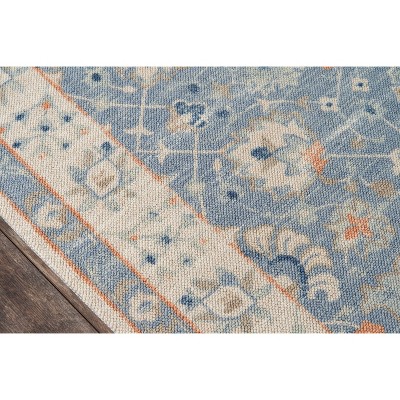 Aegean Medallion 27" Blue Wool Blend Runner Rug