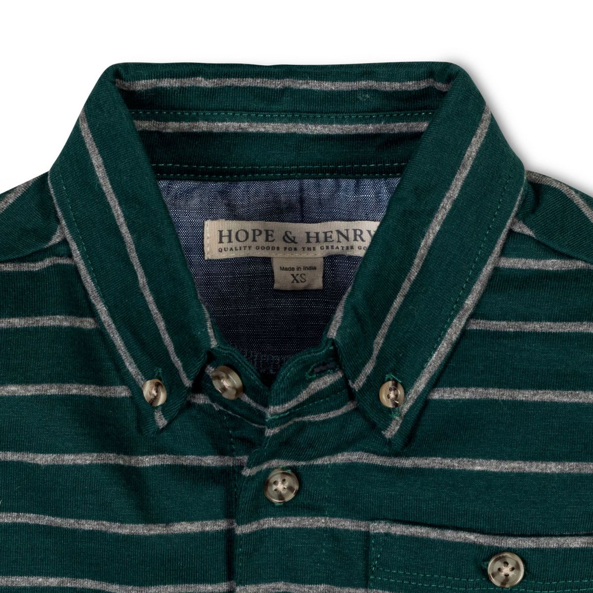 Hope & Henry Boys' Organic Long Sleeve Jersey Knit Polo Shirt , Kids - thumbnail 3