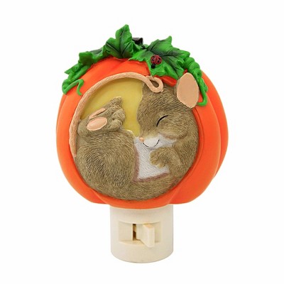 Charming Tails 4.5 Inch Mouse In Pumpkin Night Light Fall Autumn Electric Charming Tails Plug-In Nightlights