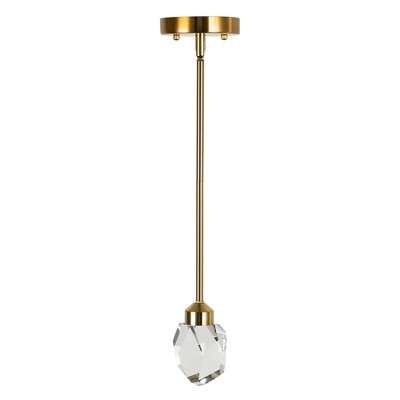 YANSUN 1-Light Gold Crystal Integrated LED Pendant Light Modern Mininalist Metal Ceiling Hanging Lightfor Livingroom Bedroom Gold