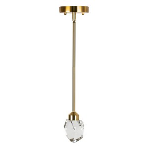 YANSUN 1-Light Gold Crystal Integrated LED Pendant Light Modern Mininalist Metal Ceiling Hanging Lightfor Livingroom Bedroom Gold - 1 of 1