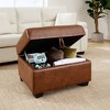 Square Faux Leather Ottoman with Storage, Footrest Stool Coffee Table for Living Room-Morden Fort - 2 of 4