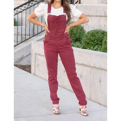 Women's High Waist Gart Dyed friend Double Cuff Overalls - Judy Blue
