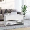 vidaXL Modern Coffee Table in White with Hidden Storage, Liftable Design, Made from Resistant, Moisture-Resistant Engineered Wood - 3 of 4