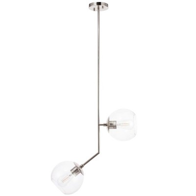 Elegant Lighting Ryland 2 light Chrome and Clear glass pendant