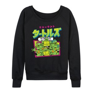 Women's - Teenage Muntant Ninja Turtles - Kanji Lightweight French Terry Wide Neck Long Sleeve Shirt - 1 of 4