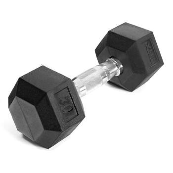 TRX Training Hex Rubber Dumbbell, Hand Weight for Men and Women, Rubber Exercise and Fitness Dumbbell for Home and Gym, 30 Pounds