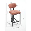 Set Of 2 Modern Bar Stool with Metal Legs,Upholstered Counter High Chairs for Dining Room or Kitchen Island-Maison Boucle - 4 of 4