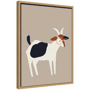 Kate & Laurel All Things Decor 18"x24" Sylvie Farm Goat Framed Canvas by Hannah Beisang Natural - 1 of 4