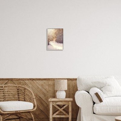 Gray Framed Snowy Winter Path Landscape Canvas Print, 11 x 14