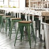 Flash Furniture Kai Commercial Grade 24" High Backless Metal Indoor-Outdoor Counter Height Stool with Poly Resin Wood Seat - 2 of 4