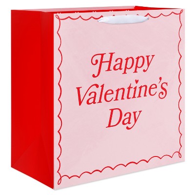 Valentine's Day Gift Bag Extra Large Square Red Scallop