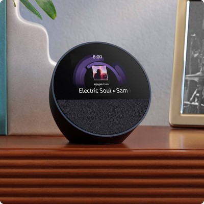 Black Wireless Smart Speaker with Touchscreen Display and Voice Control