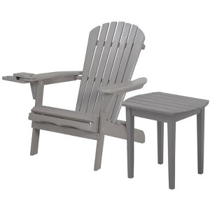Jiallo Foldable Adirondack Chair with cup holder with End Table - 1 of 2