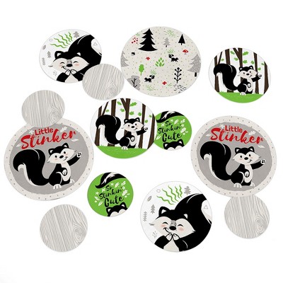 Big Dot of Happiness Little Stinker - Woodland Skunk Baby Shower or Birthday Party Giant Circle Confetti - Party Decorations - Large Confetti 27 Count