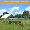 Metal Chicken Coop with Spire Roof, Walk-In Chicken Run with Double Doors, Waterproof & Anti-UV Cover, Outdoor Poultry Cage for Backyard Farm Use - 3 of 4