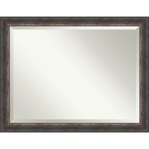 45" x 35" Bark Rustic Char Framed Wall Mirror Brown - Amanti Art: Modern Beveled Glass, Polystyrene Frame - 1 of 4