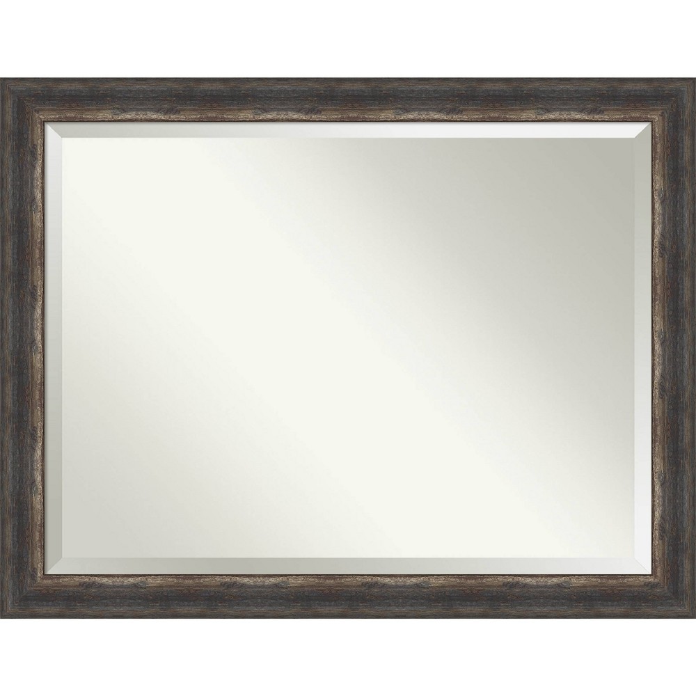 Photos - Wall Mirror 45" x 35" Bark Rustic Char Framed  Brown - Amanti Art