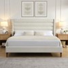 KWPZQEB Queen/King Size Bed Frame with Wave - Shaped Headboard, Upholstered Platform Bed with Wooden Slats, No Box Spring Needed, Easy Assembly, White - 2 of 4