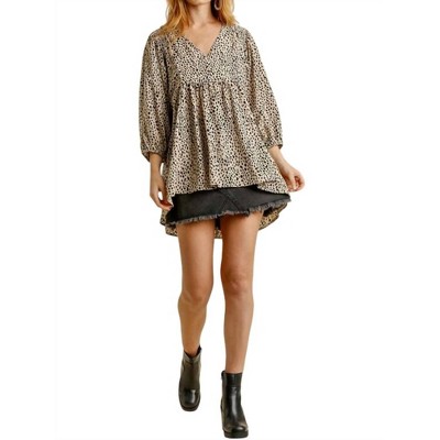 Women's Cheetah Babydoll Top - umgee