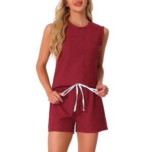 INSPIRE CHIC Women's Waffle Knit Crew Neck Sleeveless Tank Top with Shorts Lounge Sets - 1 of 4
