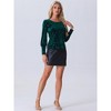 Allegra K Women's Velvet Metallic Shiny Crew Neck Long Sleeve Blouse - 4 of 4