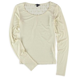 Aeropostale Womens Crochet Back Basic T-Shirt, Off-White, X-Small - 1 of 1