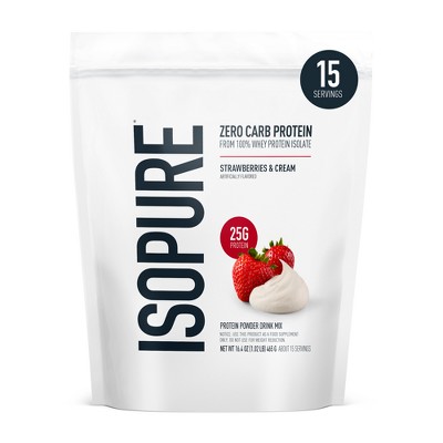 Isopure Low Carb 25g Whey Isolate Protein Powder - Strawberries & Cream - 15 Servings - 16.9oz