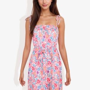 Anna-Kaci Women's Floral Print Tie Strap Summer Fashion Dress - 1 of 4