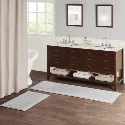 Gray Cotton Tufted Reversible Bath Rug Set