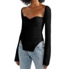 Clearlove Women's Stretchy Off-Shoulder Knit Top Long Sleeve Square Neck Slim Fit Ribbed Sweater - 3 of 4