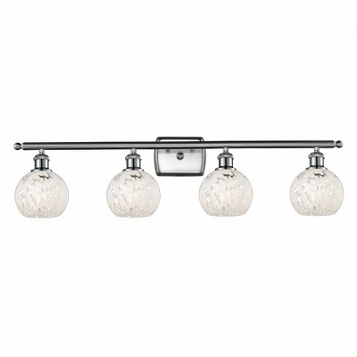 White Mouchette - 4 Light Bath Vanity In Modern Style-9 Inches Tall and 36 Inches Wide