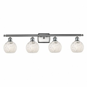 White Mouchette - 4 Light Bath Vanity In Modern Style-9 Inches Tall and 36 Inches Wide - 1 of 1