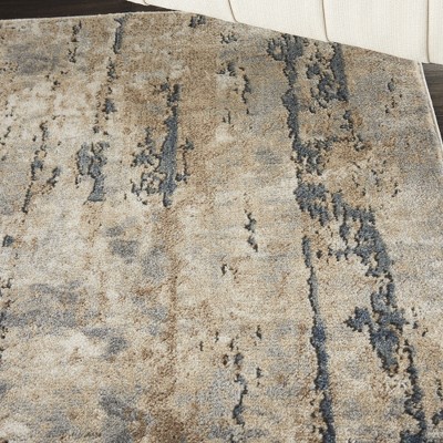 Beige Grey Abstract Synthetic 5' x 7' Reversible Rug