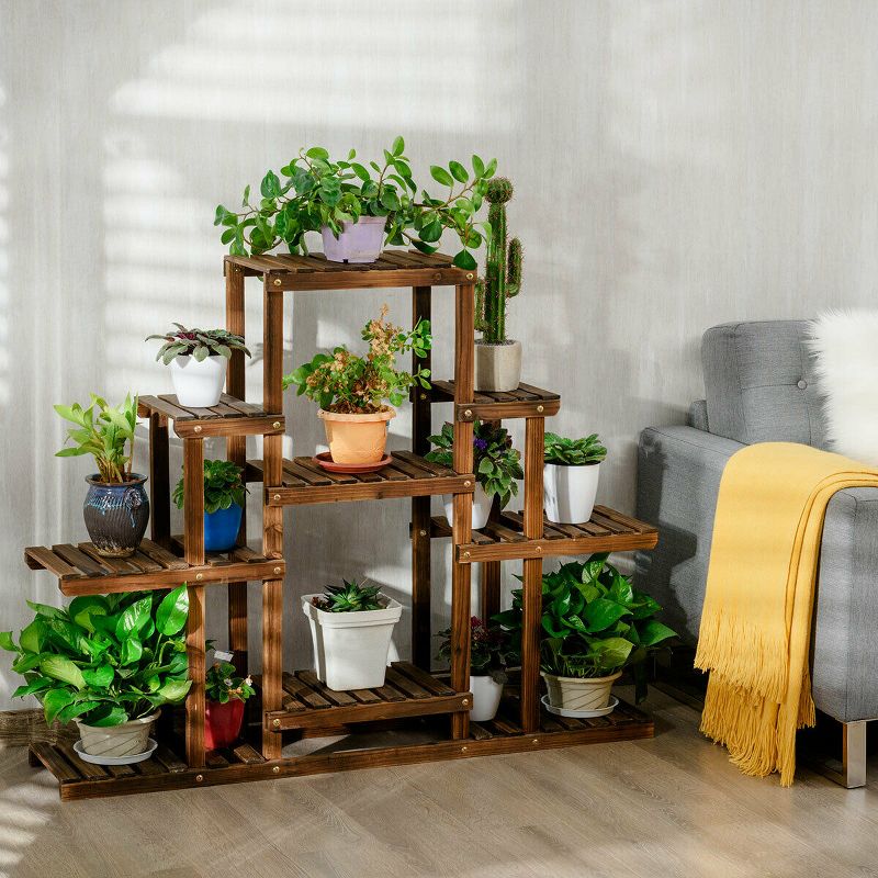 Costway 6-Tier Flower Wood Stand Plant Display Rack Multifunctional Storage Shelf, 5 of 13