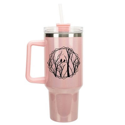 Elanze Designs Birds Resting on Tree Branches Wrap-Around 40 Oz. Stainless Steel Water Bottle Coffee Mug, Spill & Leak Resistant, Travel Tumbler with