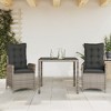 vidaXL Patio Dining Set with Cushions Outdoor Garden Furniture Poly Rattan - 35.4" Table Length Gray 2 Items - 2 of 4