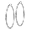 Black Bow Jewelry 3mm x 45mm 14k White Gold Textured Round Hoop Earrings - 2 of 4