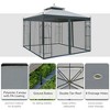 10' x 10' Patio Gazebo with Corner Frame Shelves, Double Roof Outdoor Gazebo Canopy Shelter with Netting for Patio, Wedding, Catering & Events - 4 of 4
